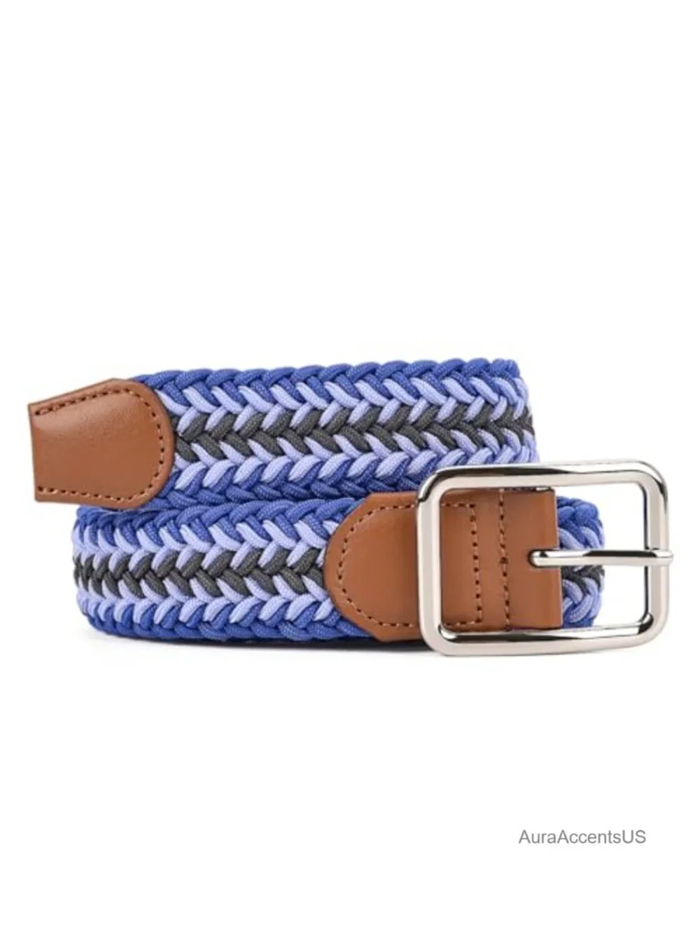 Men's Stretch Golf Belt with Metal Buckle, Adjustable No-Hole Waistband